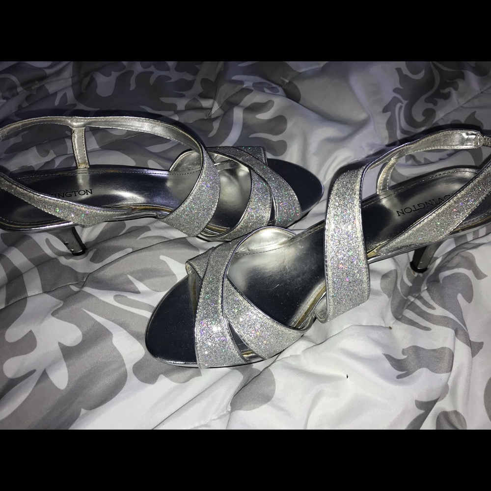 Silver sparkly dress heels